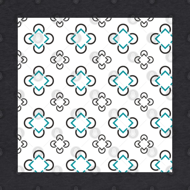 Modern Design White Background Black Blue Diamond Clover Negative Space Simple Print Pattern Mid Mod New School Home Decor by Shayna